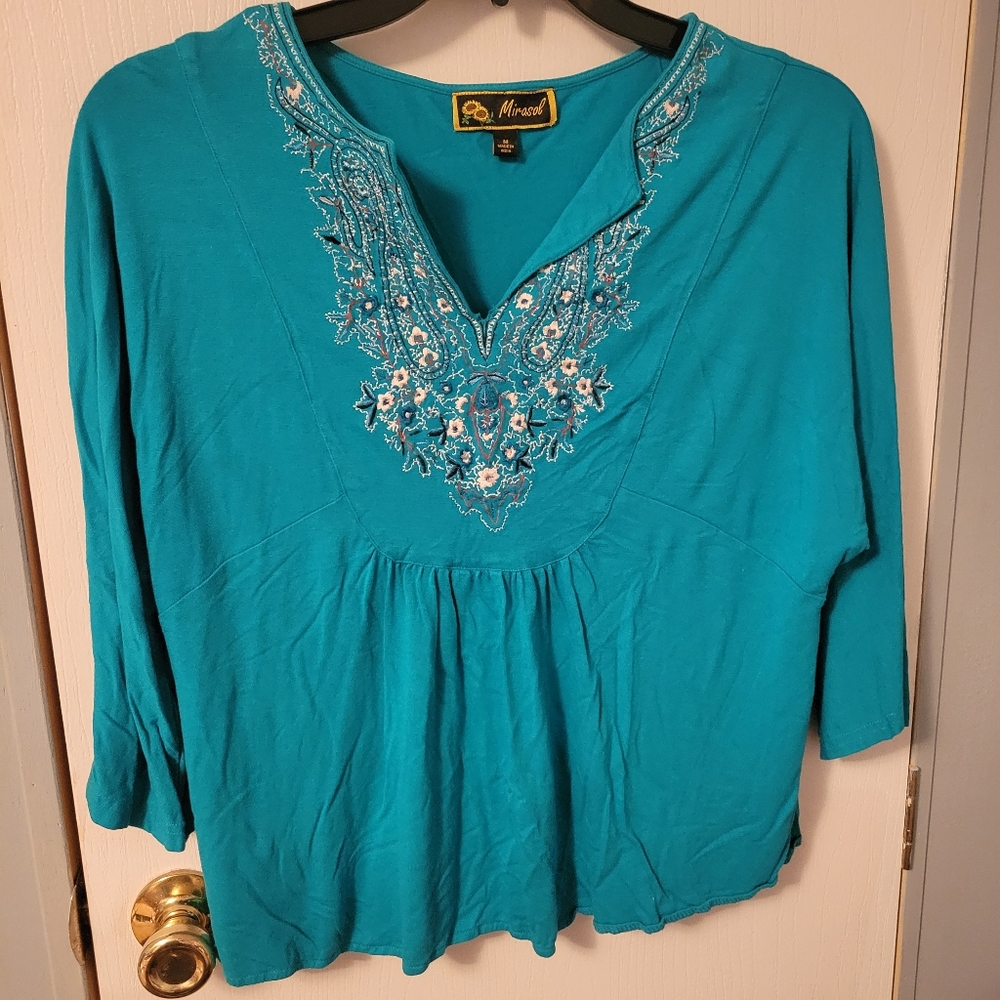 Mirasol Floral Detail Neck Blouse